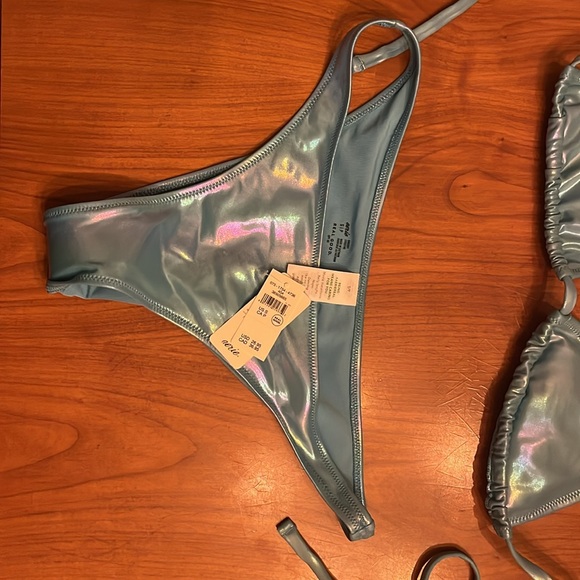 Aerie Metallic String Bikini - Size S - metallic powder blue - Picture 2 of 4